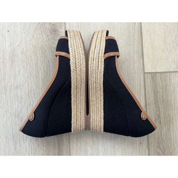 Tory Burch Majorca Black Canvas Wedge Espadrille Heels Women Size EU 35.5/US 5.5 - Picture 8 of 9